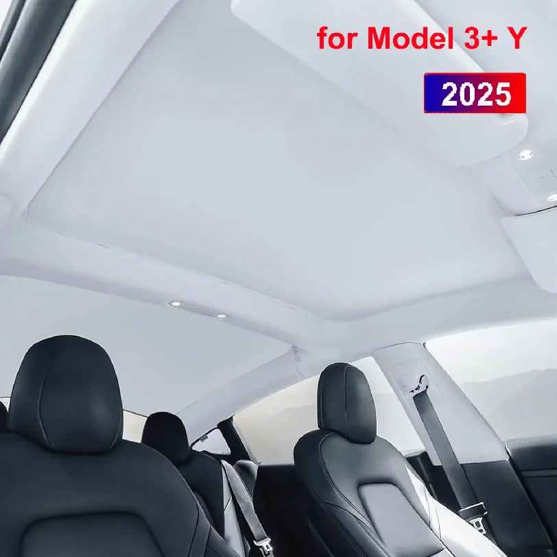 Sun Shade For Tesla Model Y Juniper 2025 Launch Model 3 Highland Sunshade Roof Nano Ice-Crystal Buckle Glass Skylight Cool Cover