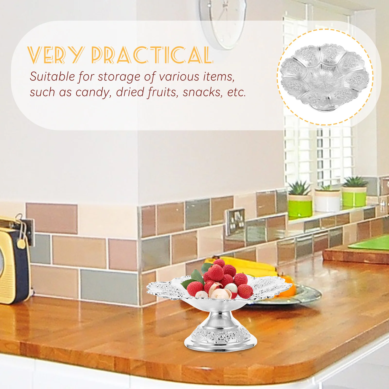 

Metal Craft Decorative Tray Multipurpose Storage Serving Snacks Fruits Bread Sundries Organizer Table Display Plate