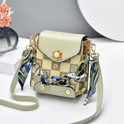 Mini nabijana torba Crossbody, damska wzór w kratkę torba Crossbody, sztuczna perła torebka z klapą