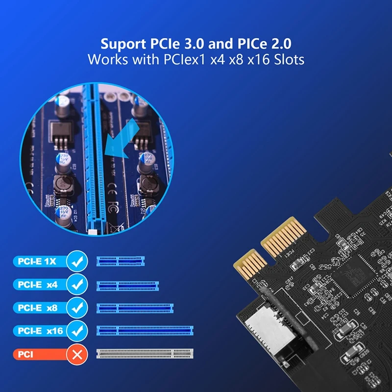 Карта расширения USB3.0 к PCIE, 4P/19Pin, встроенная + Type E A-KEY, дополнительная карта для компьютера Windows 10/8