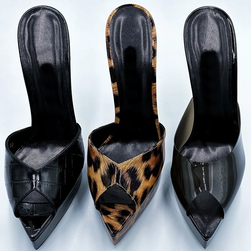 

Platform Slip On Oversize Pointed Toe Slippers Sexy Pointed Toe Thin Heel Customized New Arrivals Fashion Women Moderd Shoes