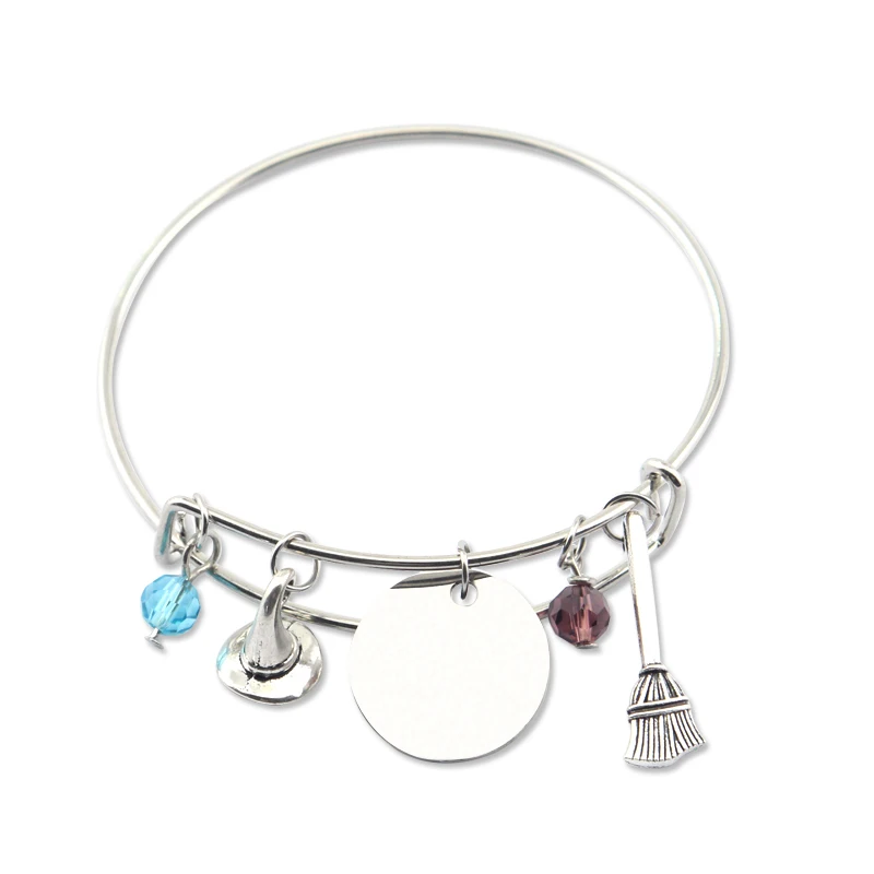 It's Just A Bunch of Hocus Pocus Bracelet Witches Broomstick Hat Charms Bangle Bracelets for Women Men Cosplay Jewelry Gift