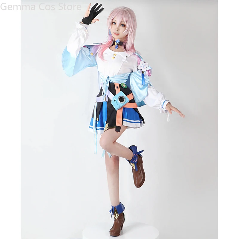 

March 7th Cosplay Costume Game Honkai Star Rail Cute Blue Women Dress Halloween Carnival Party Sailor Uniform