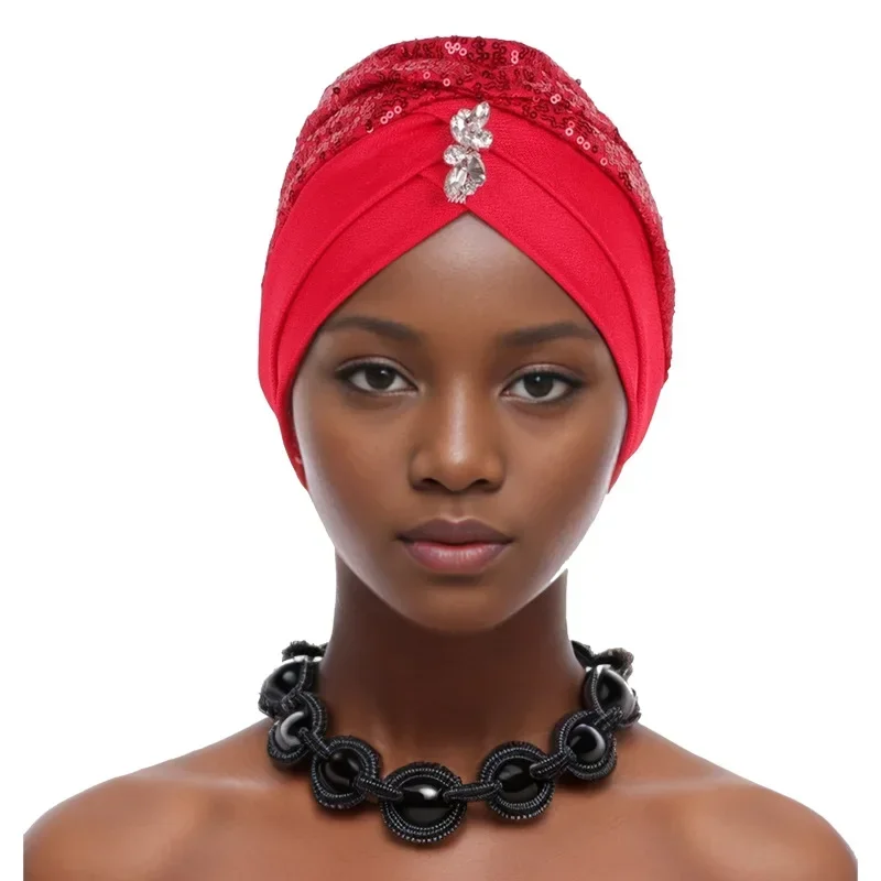 

Головной убор с бриллиантами Auto Gele уже сделано 2021, блестки Aso Oke Sego Gele, женские африканские шапки, тюрбаны, капот, повязка на голову, хиджаб