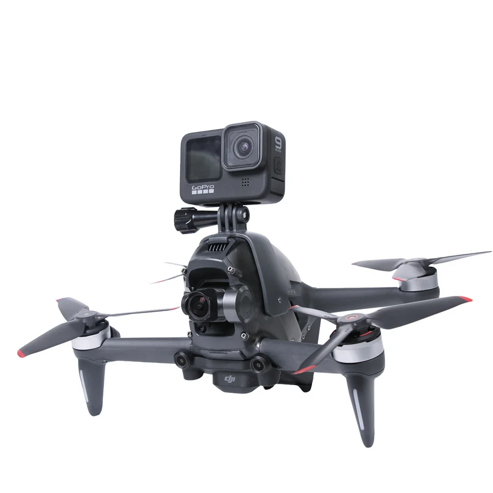 카메라 상단 브래킷 Gopro 스포츠 액션 카메라 어댑터 마운트 클램프 홀더 DJI FPV 액세서리 용 확장 키트 손전등 수정