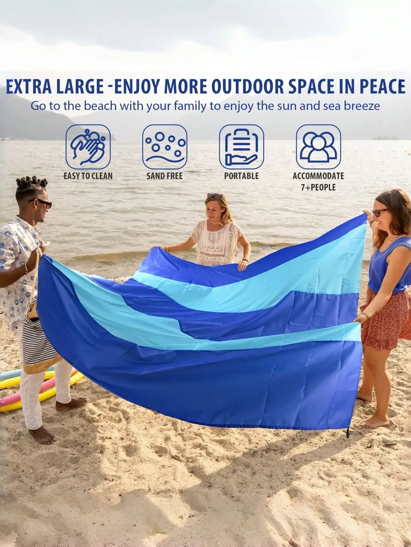 

4-7 Person Outdoor Beach Blanket, Waterproof Beach Mat, Extra Large Size, Anti-Sand And Compact, Quick Drying, Essential Beach A