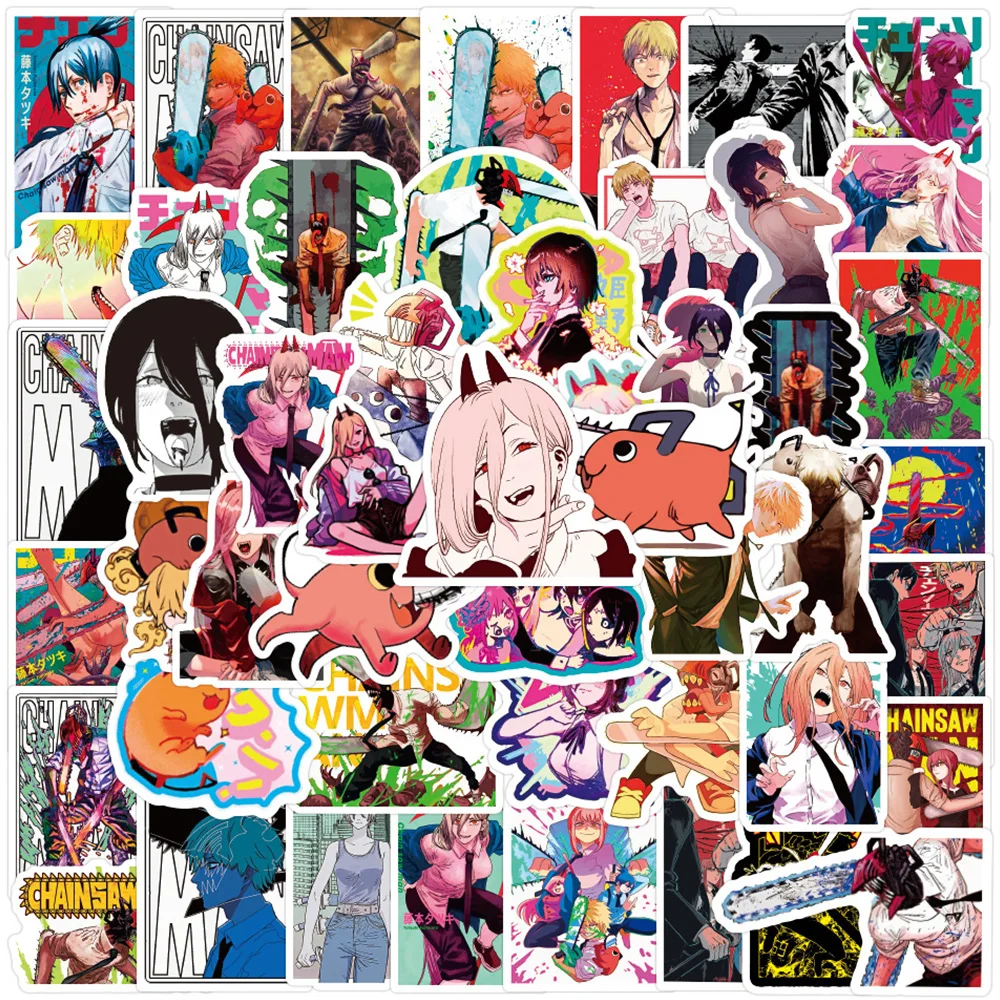 10/30/50pcs Cool Cartoon Chainsaw Man Stickers Anime Graffiti Waterproof Decals Toy DIY Fridge Luggage Diary PVC Sticker for Kid