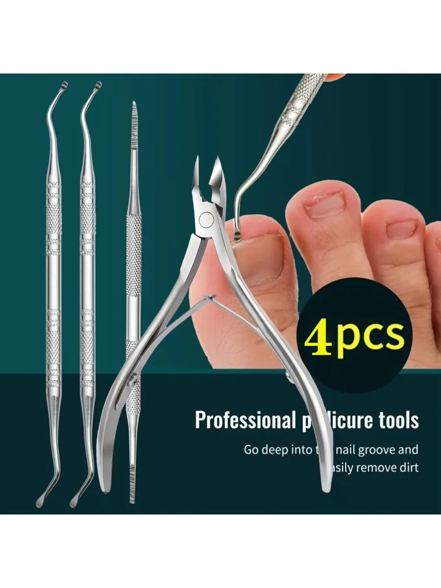 Outils de pédicure professionnels, nettoyeur de rainure d'ongles, lime à ongles et lève-ongles des pieds, conception antidérapante pour un soin sûr des ongles, 1/3/5 pièces