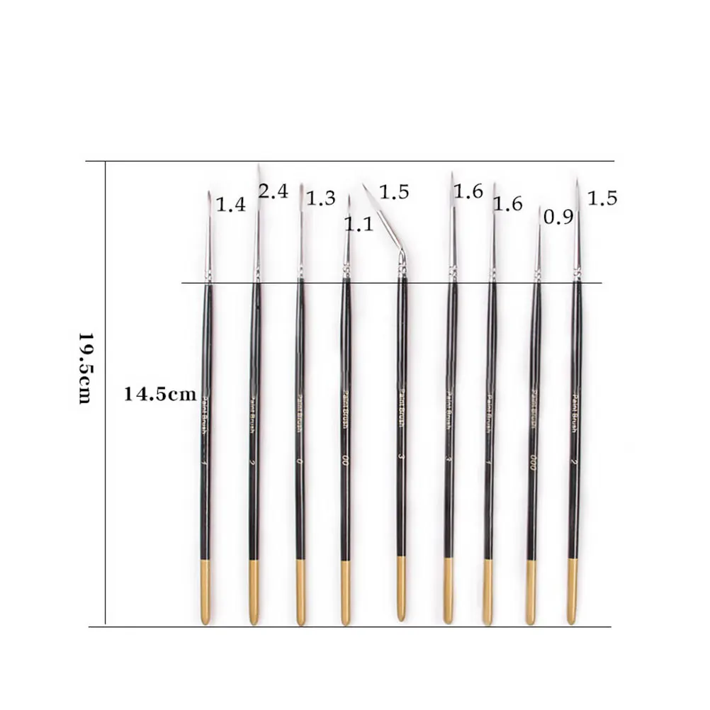 9Pcs Acrylic Mini Detail Brush Set For Miniature Painting Nail Art Painter Professional Liner High Brushes