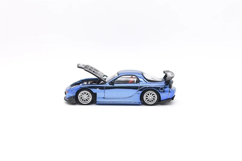 Xcartoys x POP RACE 1:64 RX-7 레이 아메미야 와이드바디 크롬 블루 다이캐스트 모델카