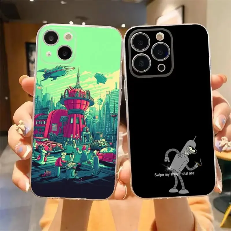 F-Futurama Funny Phone Case For iPhone 11 12 Mini 13 14 15 Pro XS Max X 8 7 6s Plus 5 SE XR Transparent Shell