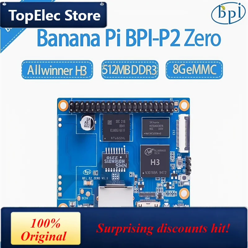 TopElec Banana Pi BPI-P2 Zero IoT development board adopts Allwinner H3 chip design, supports PoE network power supply, 512M RAM