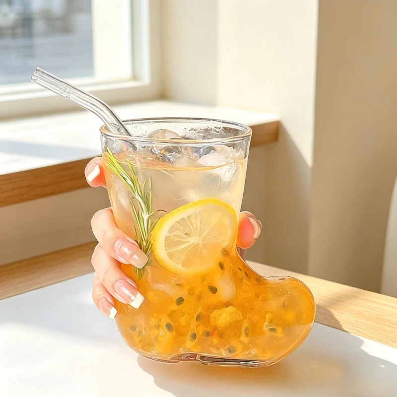 Funny Boot Shaped Glass Cup Creative Crystal Shoe Drinking Cup High Borosilicate Glass Juice Beer Cold Drink Coffee Water Cup