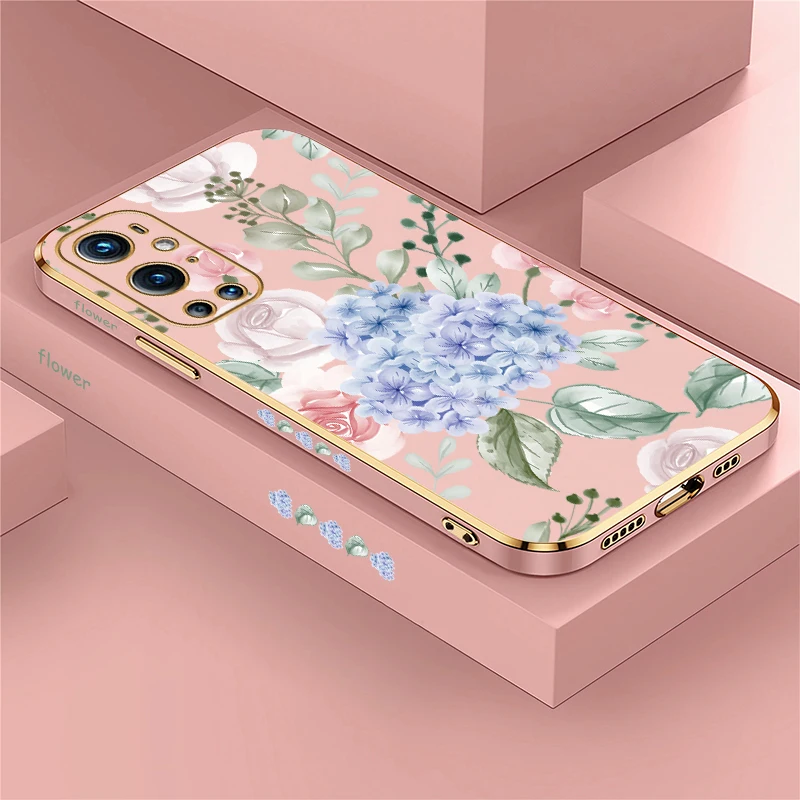 Custodia protettiva per telefono per Oneplus 8T 9 1 + 9 Nord N20 5G 3 CE 2 Lite Custodia morbida in silicone antiurto con motivo foglie di fiori