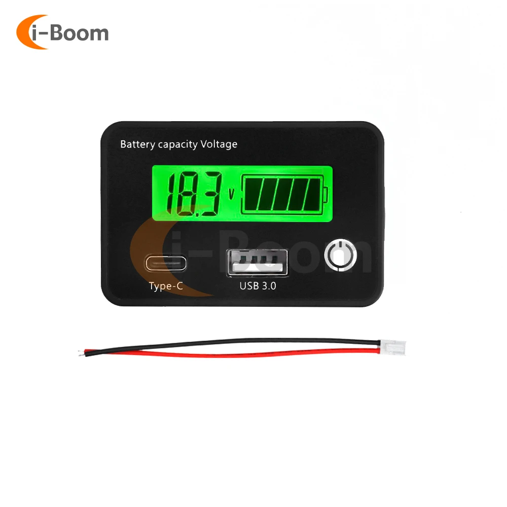 DC8-30V Battery Capacity Tester Battery Level Indicator  LED Digital Display With USB Type-C 18W Fast Charging Interface