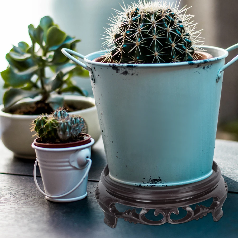 

4pcs Potted Plant Riser Flowerpot Display Stand Plastic Plant Stand For Indoor Garden Home Decor Black Crafts Fish