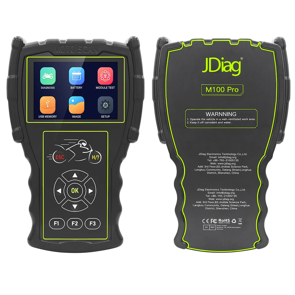 Full Version JDiag M100 Pro Moto Scanner + Battery Tester 2in1 With Multi-languages for BMW Motorcycles