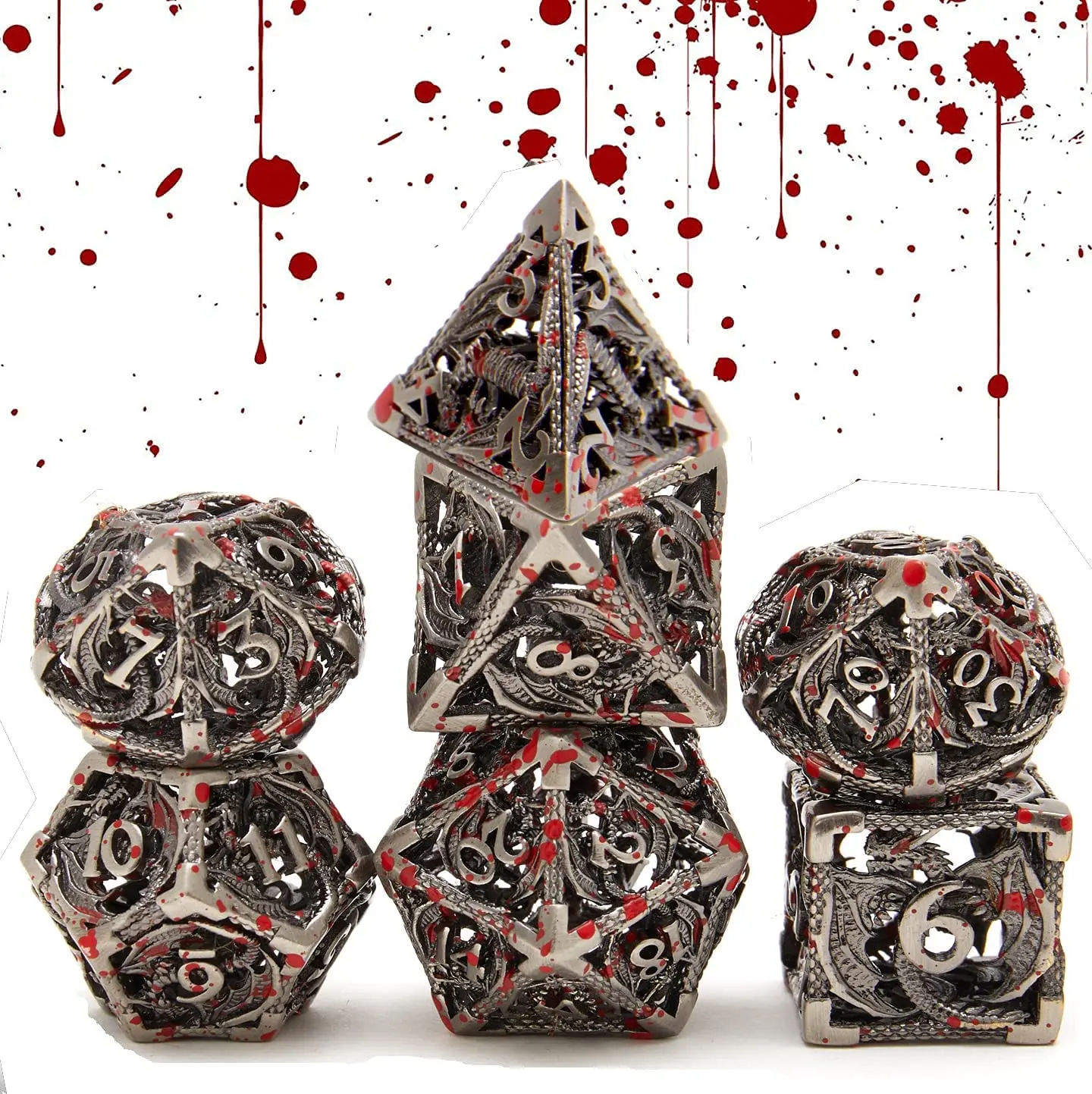 

Hollow Metal Dice 7-piece Set Cthulhu Polygon Dice RPG Board Game Pathfinder Metal Dice Role Playing Board GameD20D12D10D8 D6 D4