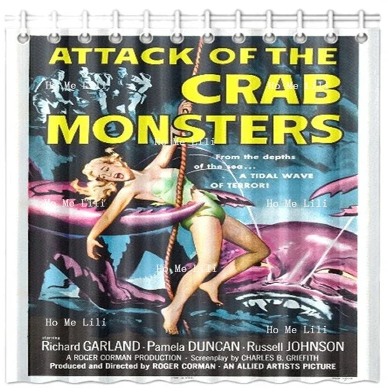 Creature From The Black Lagoon Revenge And Attack Of Crab Monsters Vintage Scary Horror Movie Poster Shower Curtain