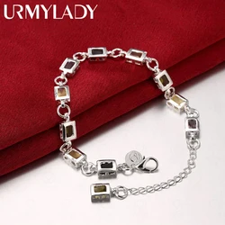 URMYLADY wholesale 925 Sterling silver charm Bracelets cute Zircon chain crystal Jewelry fashion for women wedding lady