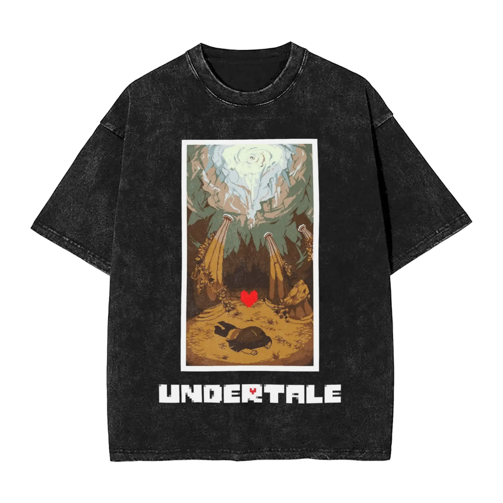 Undertale Human Manga Washed T Shirt Streetwear Hip Hop Retro T-Shirt  Tees Tops Men Women 100% Cotton Oversize Summer