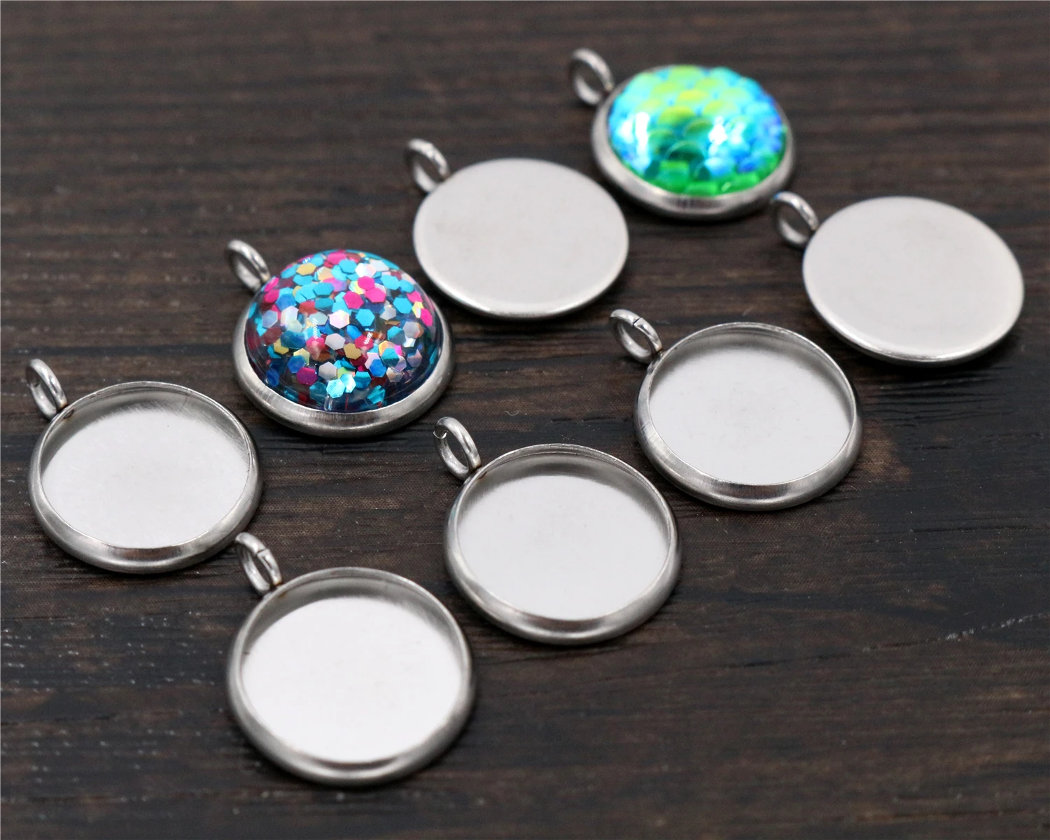 20pcs/Lot 8mm 10mm 12mm Inner Size Stainless Steel Material Upright Style Cabochon Base Cameo Setting Charms Pendant Tray