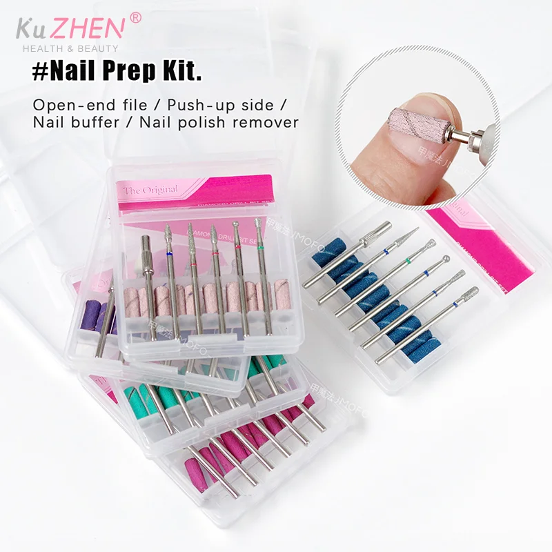 6 pz/scatola diamante punta da trapano per unghie fresa per accessorio manicure lucidatura pedicure macchina elettrica punta per unghie strumenti per bava