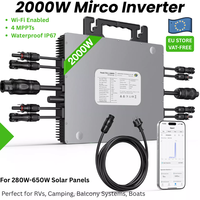 2000W Micro Inverter with 4 MPPT, Wi-Fi, IP67 for 280W-650W-Solar Modules - 96% Efficiency, for Home & Balcony Use, 5m AC Cable