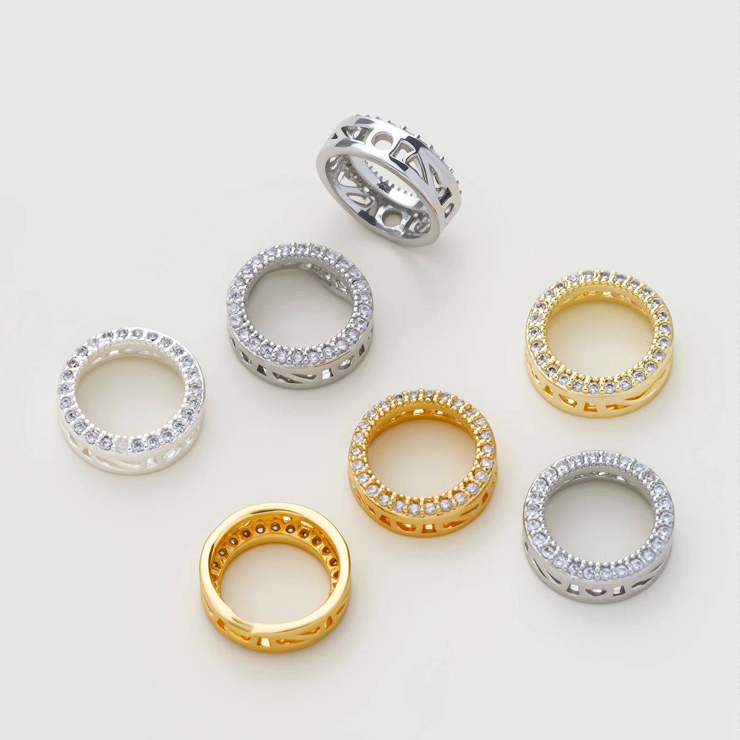 2 Stück/Packung 14/18K Vergoldete Runde Rahmen-Abstandsperlen Verbinder für DIY Schmuck Halskette Armband Herstellung Zubehör