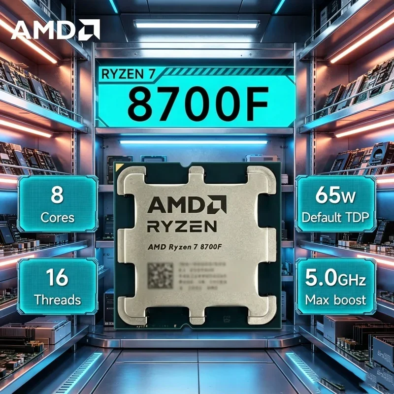 

Splendent Novel AMD Loose Fit Pieces CPU Ryzen R7 8700F 4.1GHz 8-Core 16-Thread L3=16M 65W 4NM DDR5 Socket AM5 Without Cooler