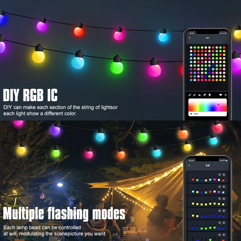 LED Bulb String Lights 5/10M Cherry Balls Light USB Outdoor Garden Decor Garland Festoon Fairy Lamp Wedding Christmas Decoration