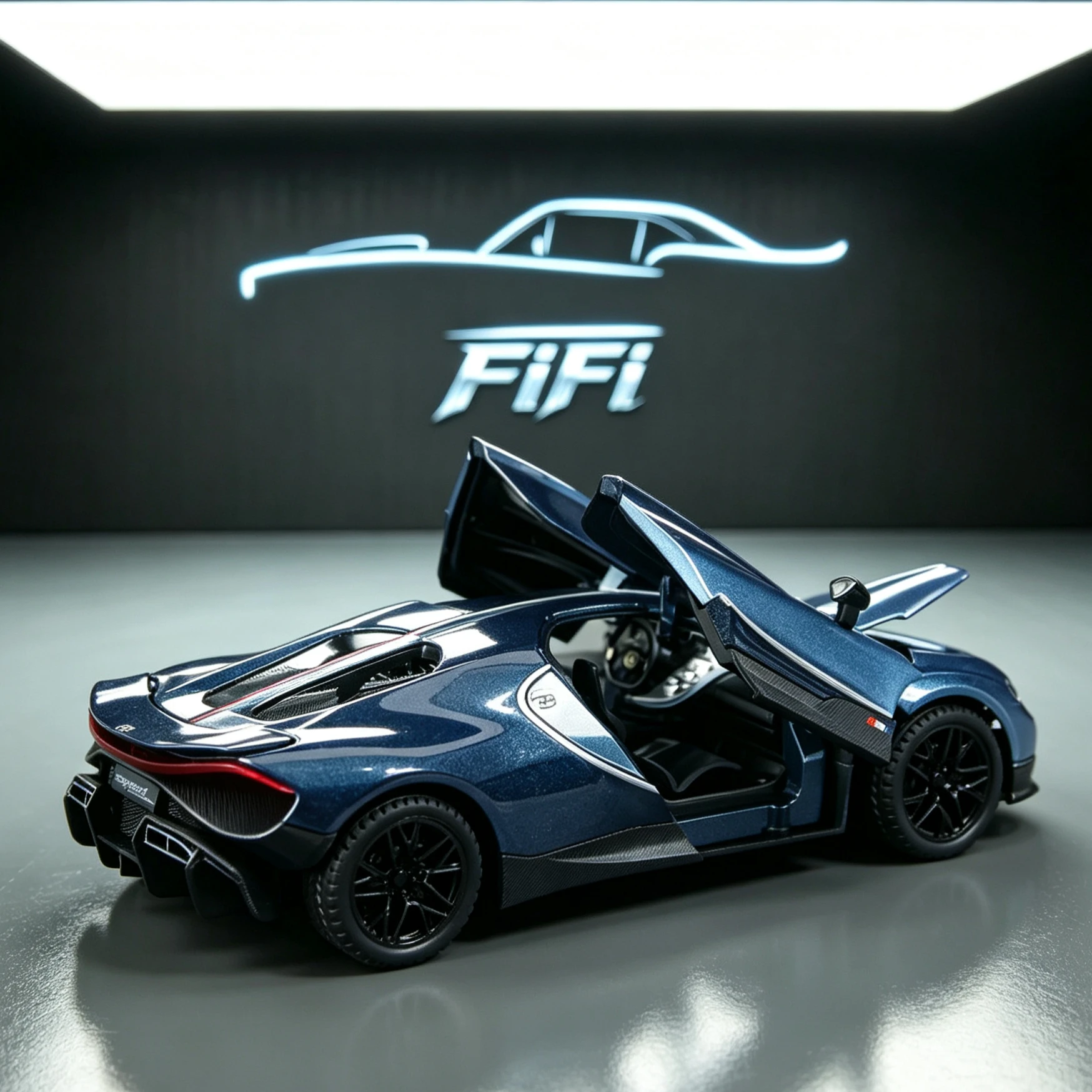 1/24 Tourbillon Diecast Model Car, Pull Back Toy with Steering & Shock Absorber, Collectible Gift