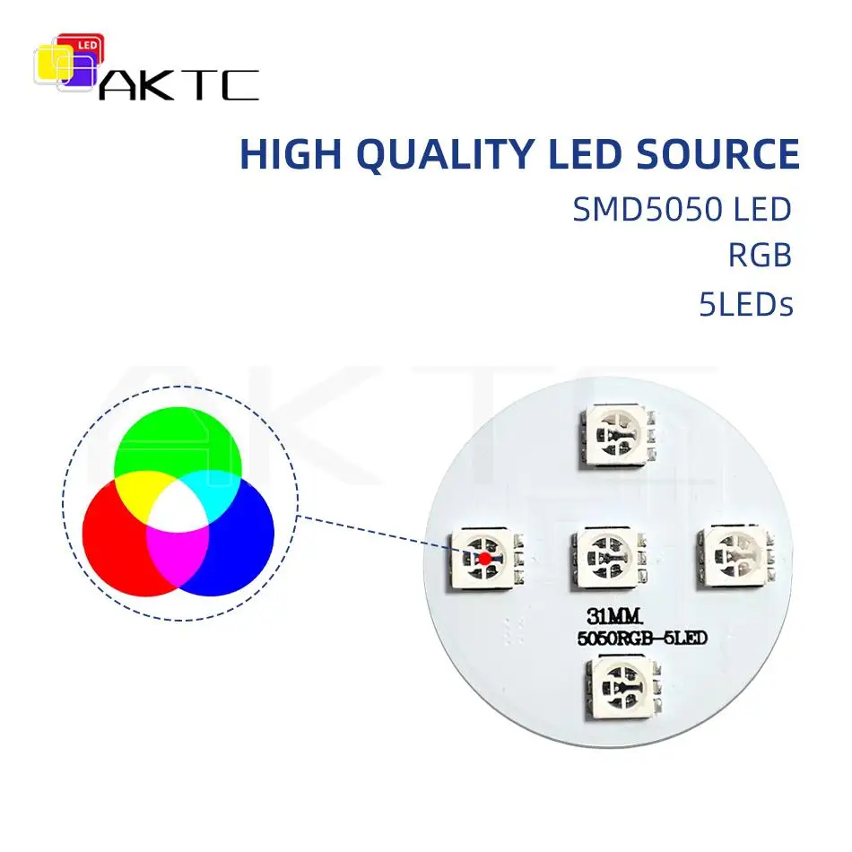 1Set DC 5V RGB Light Dimming Control Board On/Off Color Change 31mm Round PCB Substrate Mini Colorful LED Lamp Panel Source DIY