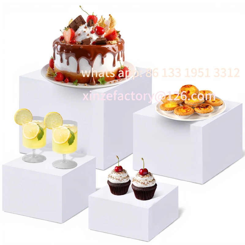

Customizable 4 Pcs Buffet Risers, 4 Different Sizes Acrylic Food Display Riser Boxes, Reusable Food Stands Dessert Table Display