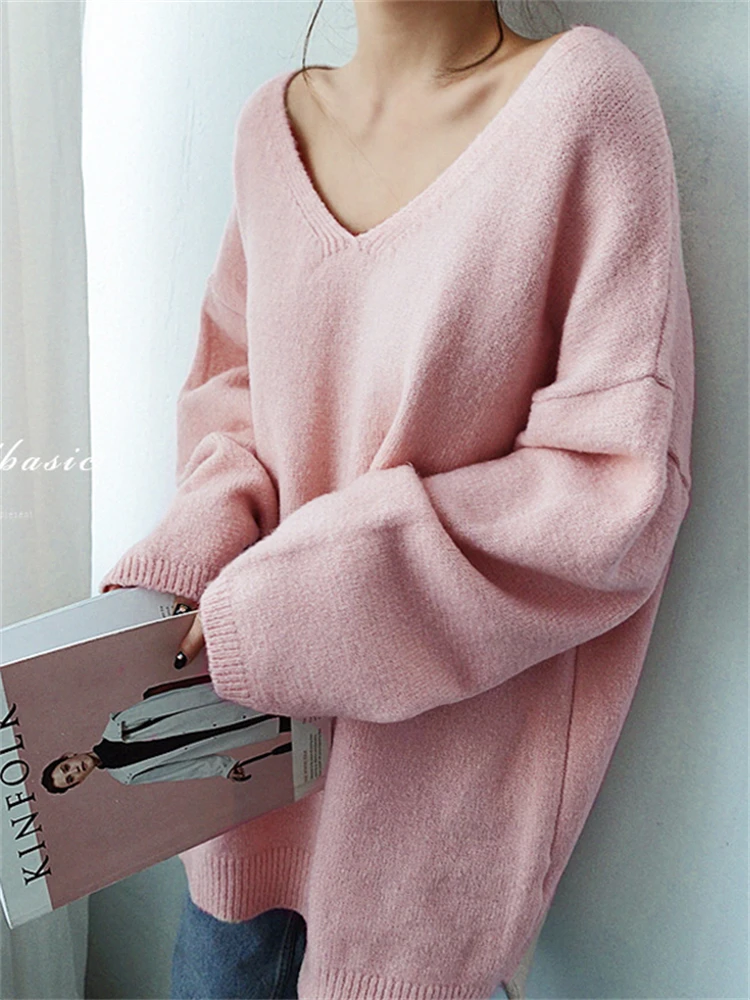 Sweater Women Winter Pullover Girls Sweater Oversize Knitting Tops Vintage Long Sleeve Fall Female Knitted Outerwear Warm Pull