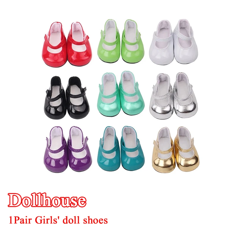 

18-дюймовые куклы для девочек, туфли с круглым носком, модельные туфли принцессы из искусственной кожи, американская обувь для новорожденных, детские игрушки, подходят для кукол 43 см