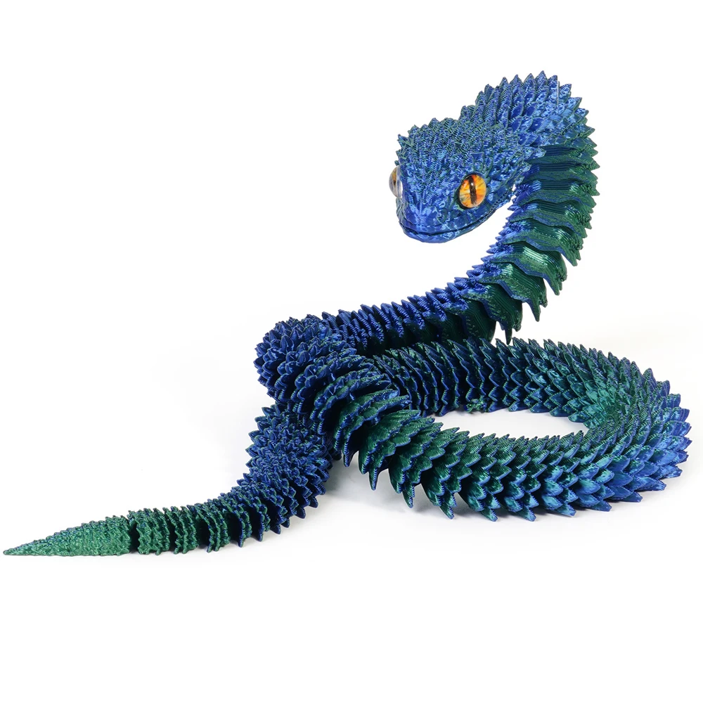 Realistisches 3D-gedrucktes Schlangenspielzeug, mehrfarbig, drehbar, simulierte Schlangenverzierung, PLA-Simulation, Tiersimulationsmodell