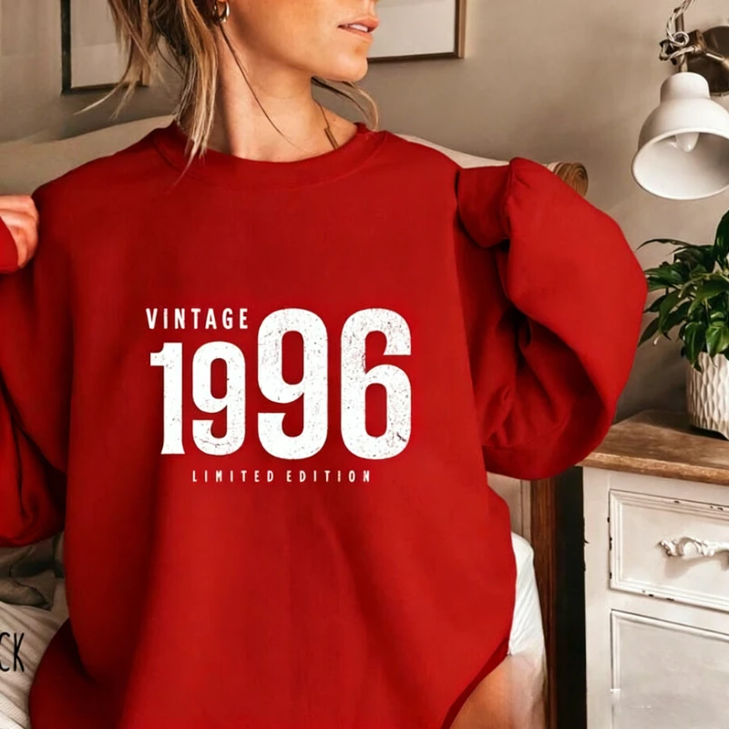 

1996 Year for Men and Women 30th Birthday Gift Custom Long Sleeve Keep Warm Sweatshirt Funny Old Vintage Adult Matching Hoodies
