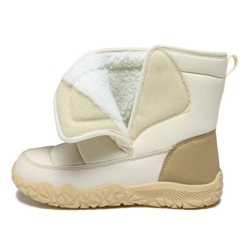 New 2026 Men Wide Toe Mid‑Calf Velcro Snow Boots Waterproof Fur Lined Non‑Slip Thick Sole Cold Resistant Winter Footwear 36-49