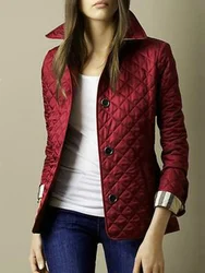 Blazer xadrez de peito único feminino, sobretudo, casaco de algodão lapela, manga longa, roupa feminina de rua, clássico, outono, inverno