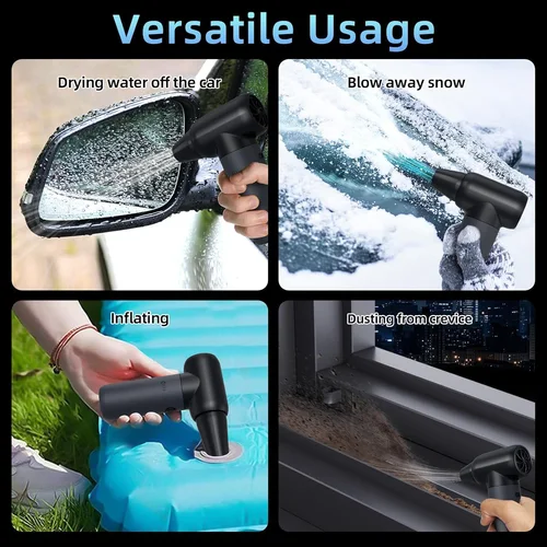 Imagen 2 del producto Plumero de aire eléctrico portátil, soplador secador de chorro de 180000RPM, 3 velocidades de viento, para coche, teclado, ordenador, limpieza, Camping