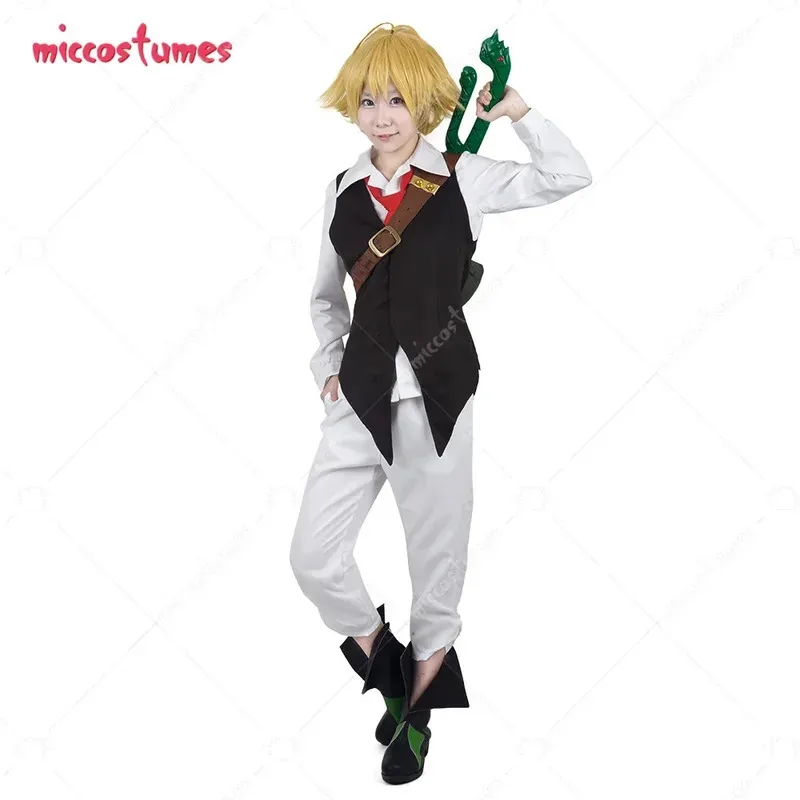 

Miccostumes Men's Meliodass Cosplay Costume Shirt Vest Pants Tie Bag