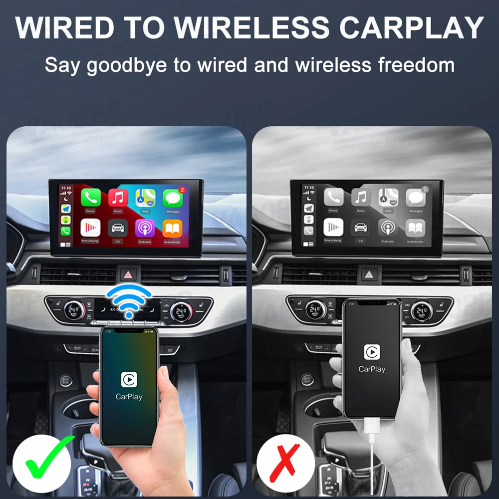 Wired to Wireless CarPlay Android Auto 2 in 1 Wireless Mini USB Box Plug and Play