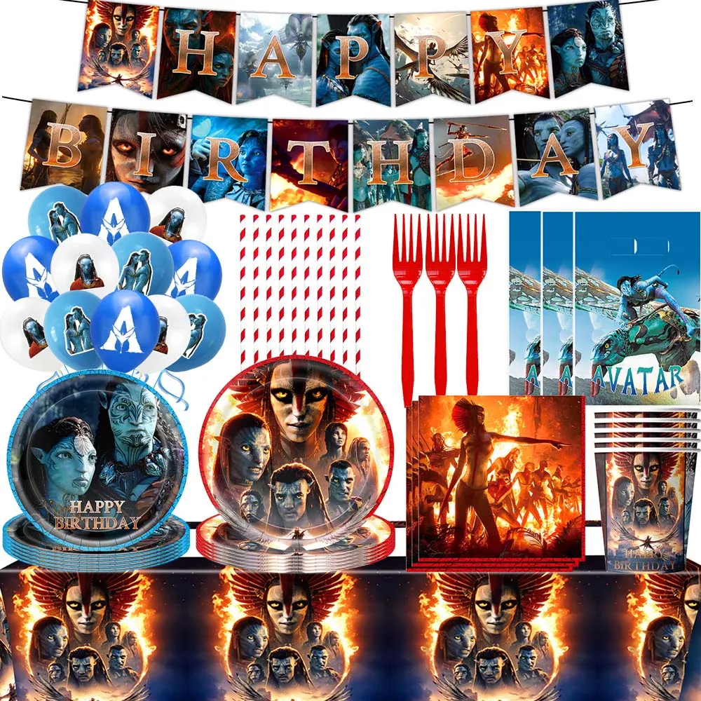 

New Avatar Birthday Party Decor Disposable Tableware Plate Napkin Straw Balloon Kids Birthday Party Supplies Baby Shower Gifts