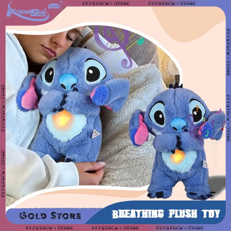 

Stitch Plush Doll Cute Cartoon Anxiety Relief Plush Toy Kawaii Breathing Stuffed Animal Music Light Sleep Model Birthday Gifts