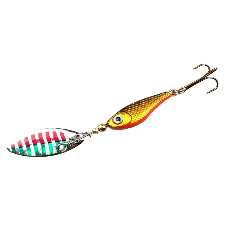1PC Rotating Metal Spinner Fishing Lures 9.1g 7cm Pike Treble Hook Tackle Accessories Artificial Hard Baits Rotating Sequin Hand image 5