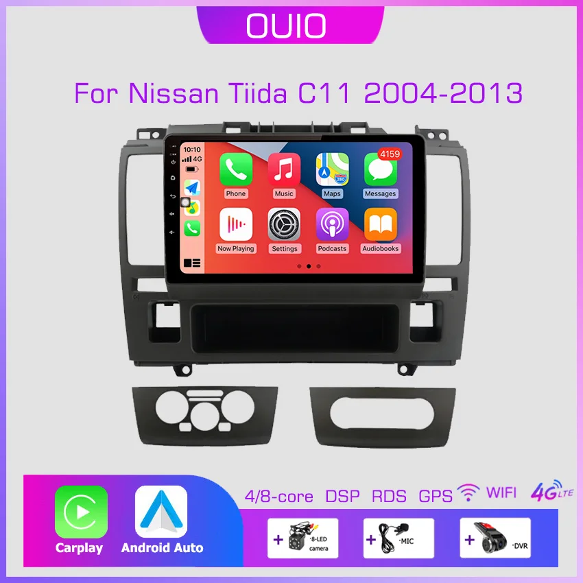 

2din Android Car Radio Multimedia Player Carplay Auto GPS Navigation DSP BT RDS For Nissan Tiida C11 2004 2005 2006 2007-2013