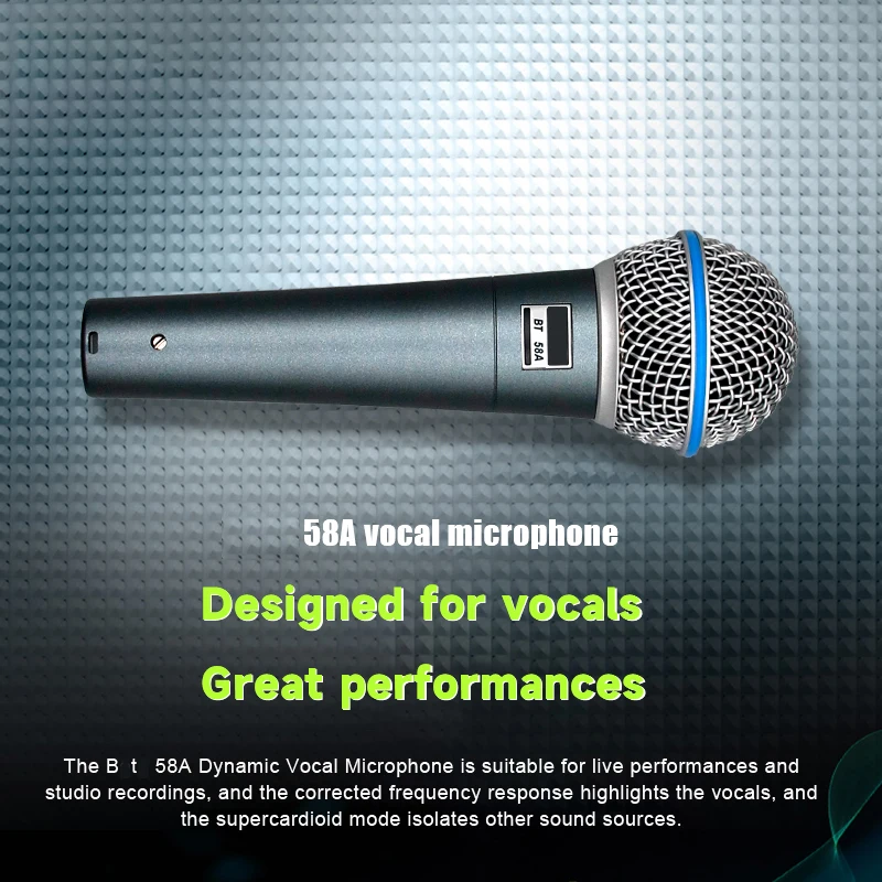 BT 58A Vocal Microphone - Single Element Supercardioid Dynamic Mic for Stage and Studio