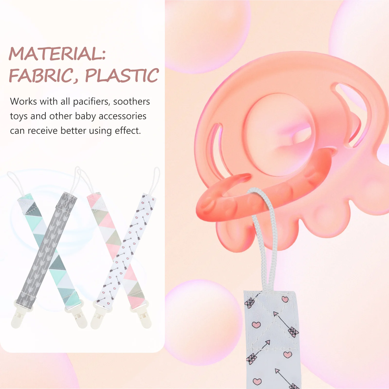 

4Pcs Pacifier Clip Leash for Baby Infant Mixed Style Prevent Choking Works All Accessories Teeth Growth Pacifier Holder