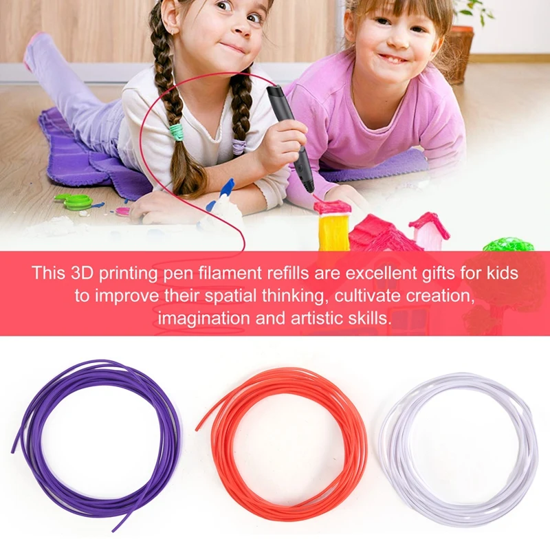 Penna per stampa 3D ricariche per filamenti PCL 1.75Mm, confezione da 20 colori casuali, bassa temperatura di fusione di 70 ℃, regali per bambini (200 piedi)